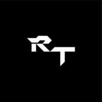 modern monogram initial bold futuristic concept RT techno style letter vector