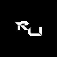 modern monogram initial bold futuristic concept RU techno style letter vector