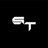 modern monogram initial bold futuristic concept ST techno style letter vector