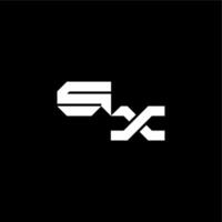 modern monogram initial bold futuristic concept SX techno style letter vector