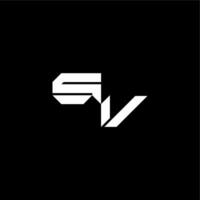 modern monogram initial bold futuristic concept SV techno style letter vector