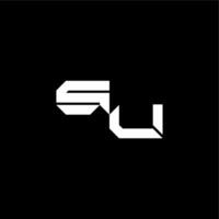 modern monogram initial bold futuristic concept SU techno style letter vector