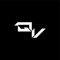 modern monogram initial bold futuristic concept QV techno style letter vector