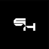 modern monogram initial bold futuristic concept SH techno style letter vector
