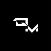 modern monogram initial bold futuristic concept QM techno style letter vector