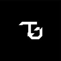 modern monogram initial bold futuristic concept TJ techno style letter vector