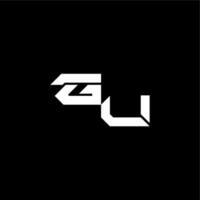 techno style modern monogram initial letter bold futuristic concept GU vector
