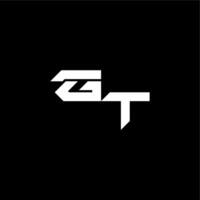 techno style modern monogram initial letter bold futuristic concept GT vector