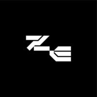 ZE letter bold futuristic concept techno style modern monogram initial vector