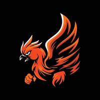 Illustration of a rampaging chicken mascot, as a selection of logos and graphics on a black background vector