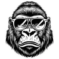 silhouette illustration of a smiling gorilla head vector