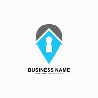Abstract logo design with combine pin icon and keyhole concept vector