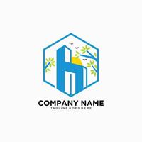 Letter H initial logo building design concept for business company vector