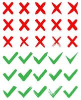 Green check mark icon set and red wrong mark symbol collection vector