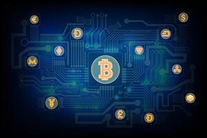 Bitcoin cryptocurrency blockchain abstract background concept vector