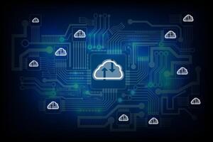 Cloud computing technology internet storage concept with circuit board. vector