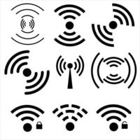 wireless wifi, sonar sound waves icons isolated on white background vector