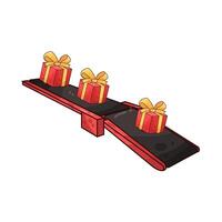 Illustration of gift boxes on conveyor vector