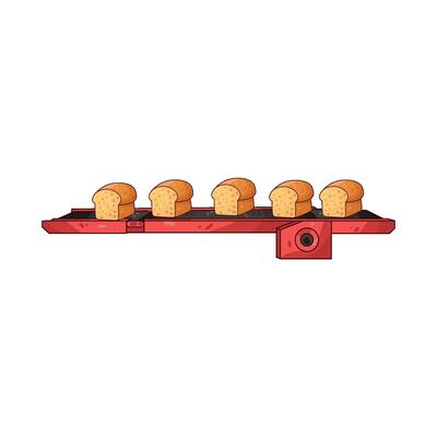 Illustration of bread on the conveyor