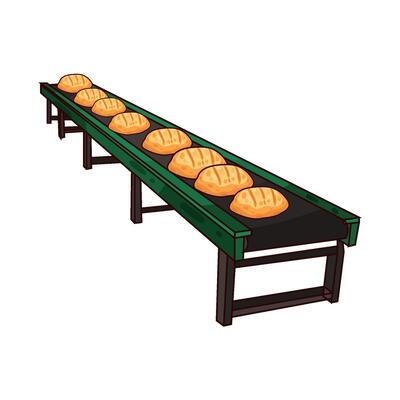 Illustration of bread on the conveyor