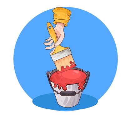 Illustration of red paint bucket