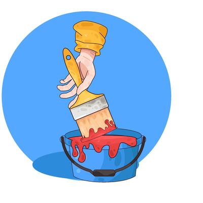 Illustration of red paint bucket