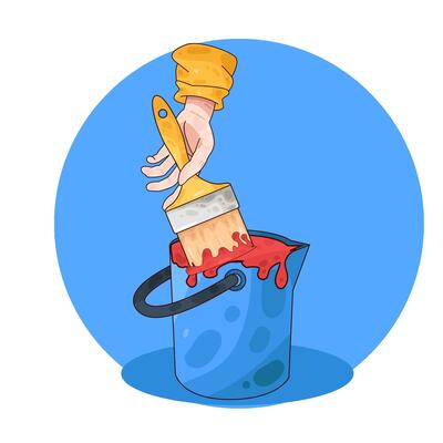 Illustration of red paint bucket