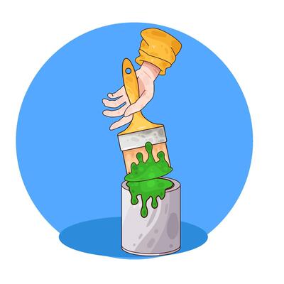 Illustration of green paint bucket