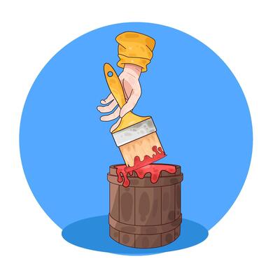 Illustration of red paint bucket