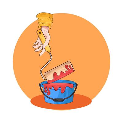 Illustration of red paint bucket