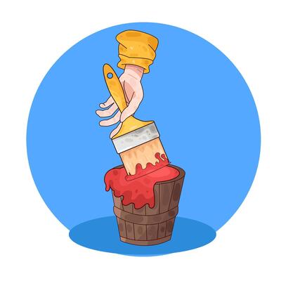 Illustration of red paint bucket