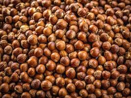 A Bountiful Harvest of Brown Hazelnuts. background, texture photo