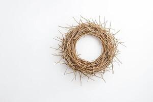 Natural Woven Circle on White Background photo