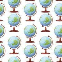 seamless school pattern on a white background. color illustration, globe. pattern for textile, background, packaging, wallpaper vector