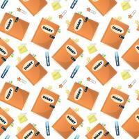 seamless school pattern on a white background. color illustration, textbooks, diary, notebooks, sheets of paper, markers, highlighters, bookmarks, stickers. pattern for textile, background vector