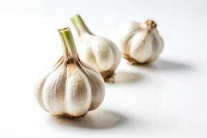 Three Garlic Bulbs on a White Background photo