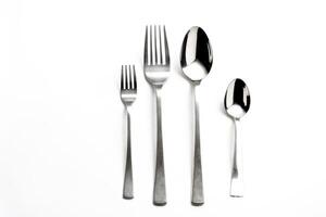 Fork and Spoons on White Background photo