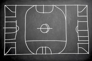 Chalkboard with a Soccer Field Drawn on It photo