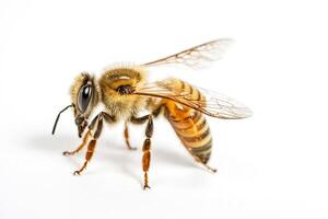 Close-up of a Bee on a White Background photo