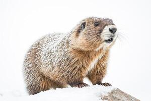 Groundhog in Snow photo
