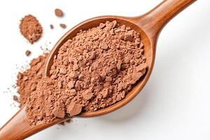 Close-up of Cocoa Powder in a Wooden Spoon photo