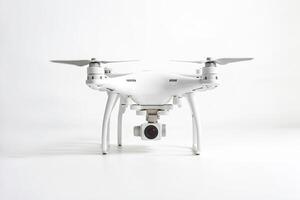 White Drone with Camera on White Background photo
