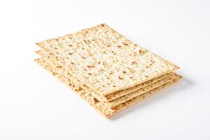 Stack of Matzah on White Background photo