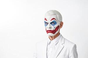 Serious Clown In White Lab Coat photo