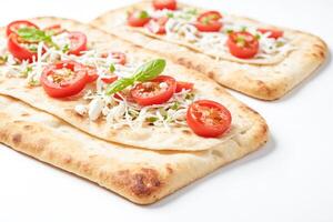 Flatbread with Tomato, Mozzarella, and Basil photo