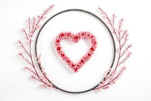 Pink Flower Heart with Circular Frame photo