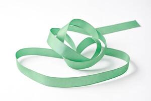 Mint Green Ribbon Isolated on White Background photo