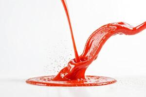 Red Liquid Splashing on White Background photo