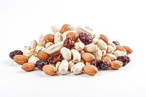 Close Up of Mixed Nuts and Dried Fruits photo