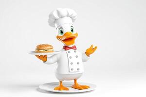 Duck Chef Serving a Burger photo